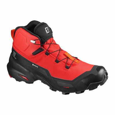 Salomon CROSS HIKE MID GORE-TEX - Miesten Vaelluskengät - Mustat/Punainen Oranssi